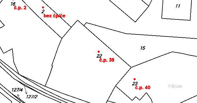 Štěpkov 39 na parcele st. 22 v KÚ Štěpkov, Katastrální mapa
