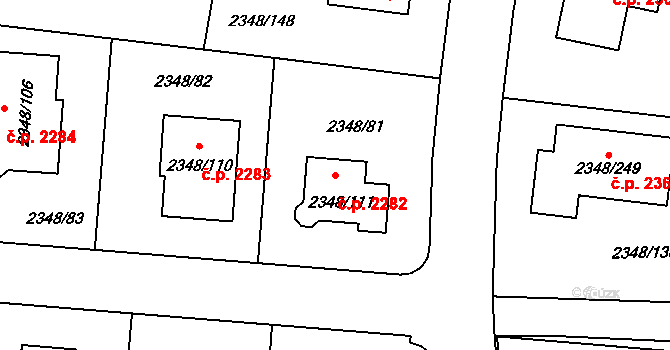 Pelhřimov 2282 na parcele st. 2348/111 v KÚ Pelhřimov, Katastrální mapa