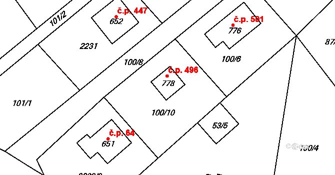 Lichnov 496 na parcele st. 778 v KÚ Lichnov u Nového Jičína, Katastrální mapa