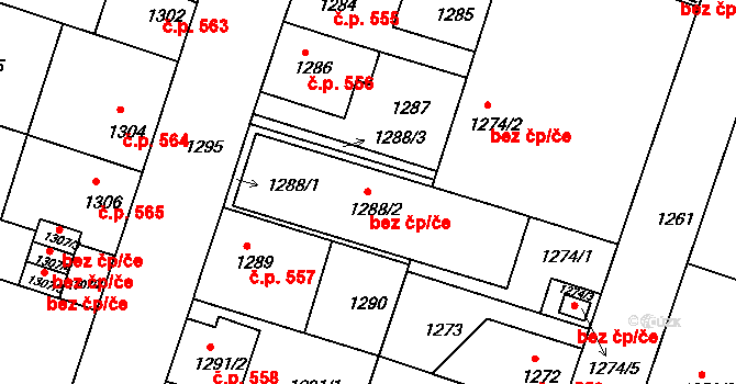 České Budějovice 5 2748, České Budějovice na parcele st. 1288/2 v KÚ České Budějovice 5, Katastrální mapa