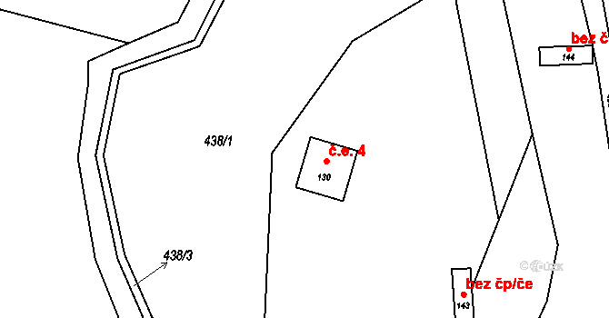 Třeskonice 4, Tuchořice na parcele st. 130 v KÚ Třeskonice, Katastrální mapa