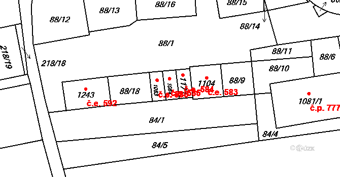 Tovačov I-Město 585, Tovačov na parcele st. 1084 v KÚ Tovačov, Katastrální mapa
