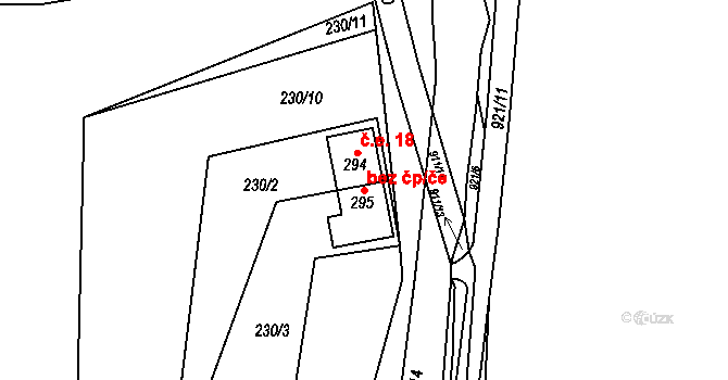 Perštejn 39105253 na parcele st. 295 v KÚ Černýš, Katastrální mapa