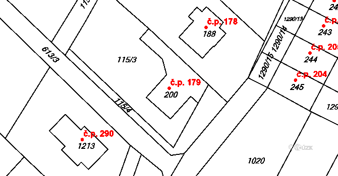 Racková 179 na parcele st. 200 v KÚ Racková, Katastrální mapa