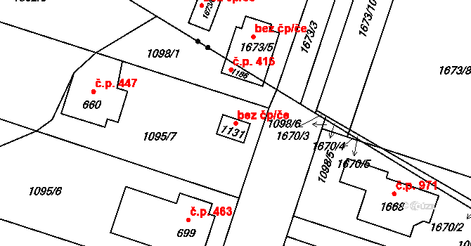 Třinec 40215253 na parcele st. 1131 v KÚ Oldřichovice u Třince, Katastrální mapa