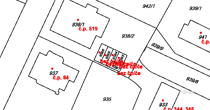 Liberec 40823253 na parcele st. 938/5 v KÚ Liberec, Katastrální mapa