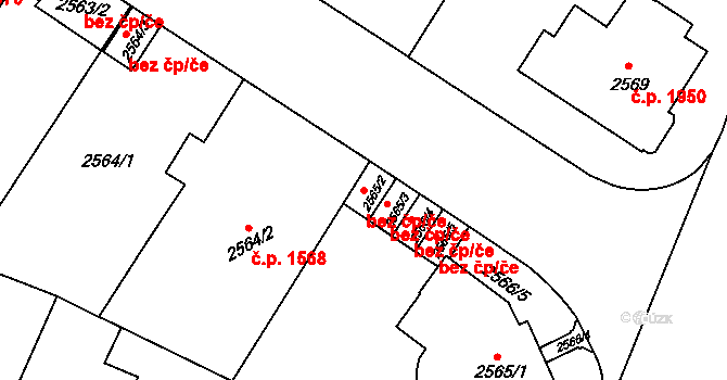 Praha 43334253 na parcele st. 2565/2 v KÚ Smíchov, Katastrální mapa