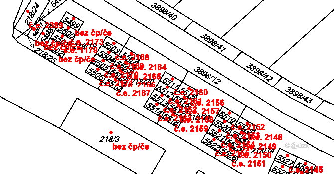 Řečkovice 2161, Brno na parcele st. 5512 v KÚ Řečkovice, Katastrální mapa