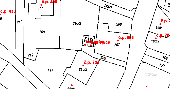 Opava 43797253 na parcele st. 201 v KÚ Jaktař, Katastrální mapa