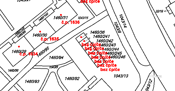 Frýdek-Místek 46447253 na parcele st. 1460/242 v KÚ Místek, Katastrální mapa