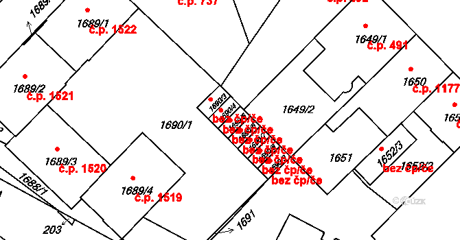 Praha 46702253 na parcele st. 1690/5 v KÚ Nusle, Katastrální mapa