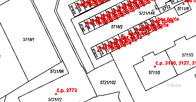 Praha 46829253 na parcele st. 5716/15 v KÚ Záběhlice, Katastrální mapa