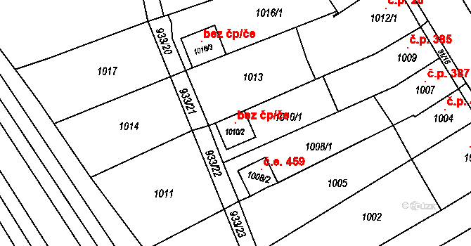 Brno 48895253 na parcele st. 1010/2 v KÚ Obřany, Katastrální mapa