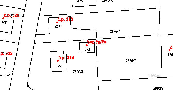 Borovany 49711253 na parcele st. 573 v KÚ Borovany, Katastrální mapa