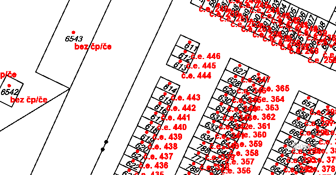 Háje 443, Cheb na parcele st. 614 v KÚ Háje u Chebu, Katastrální mapa