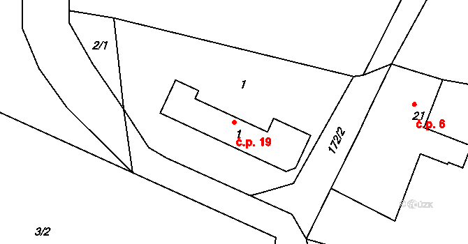 Milá 19, Bečov na parcele st. 1 v KÚ Milá, Katastrální mapa