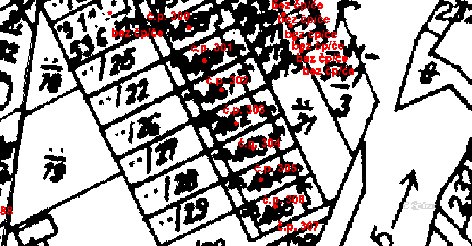 Hrochův Týnec 304 na parcele st. 462 v KÚ Hrochův Týnec, Katastrální mapa