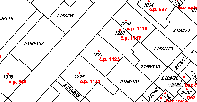 Choceň 1123 na parcele st. 1227 v KÚ Choceň, Katastrální mapa