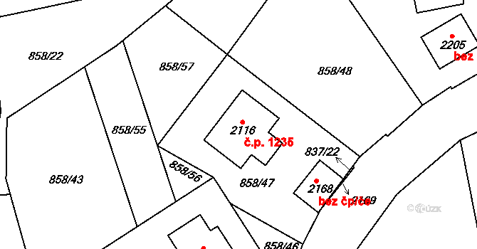 Světlá nad Sázavou 1235 na parcele st. 2116 v KÚ Světlá nad Sázavou, Katastrální mapa