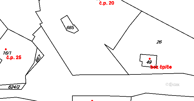 Chmelná 20, Sušice na parcele st. 18 v KÚ Velká Chmelná, Katastrální mapa