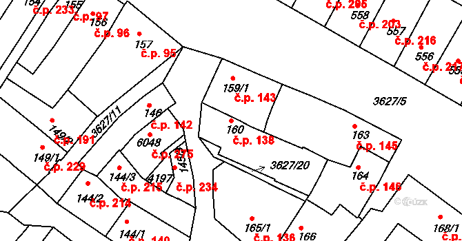 Rakovník I 138, Rakovník na parcele st. 160 v KÚ Rakovník, Katastrální mapa