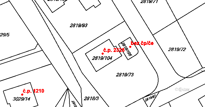 Černošice 2326 na parcele st. 2819/104 v KÚ Černošice, Katastrální mapa