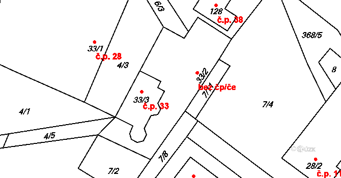 Petrovice 33, Humpolec na parcele st. 33/3 v KÚ Petrovice u Humpolce, Katastrální mapa