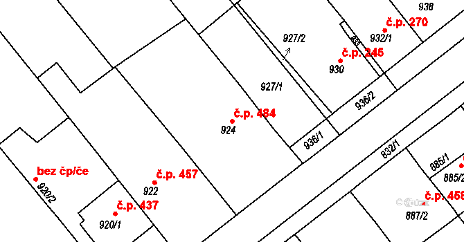 Šitbořice 484 na parcele st. 924 v KÚ Šitbořice, Katastrální mapa