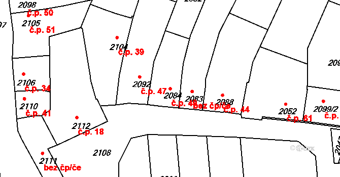 Měrůtky 49, Lutopecny na parcele st. 2084 v KÚ Měrůtky, Katastrální mapa