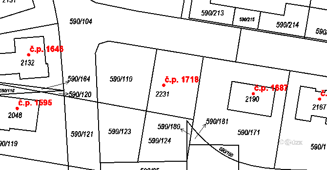 Ivančice 1718 na parcele st. 2231 v KÚ Ivančice, Katastrální mapa