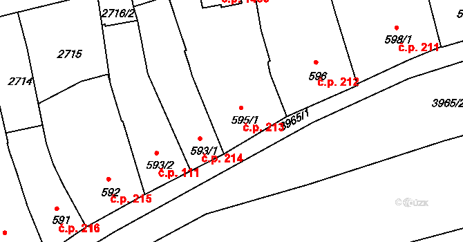 Lipník nad Bečvou I-Město 213, Lipník nad Bečvou na parcele st. 595/1 v KÚ Lipník nad Bečvou, Katastrální mapa