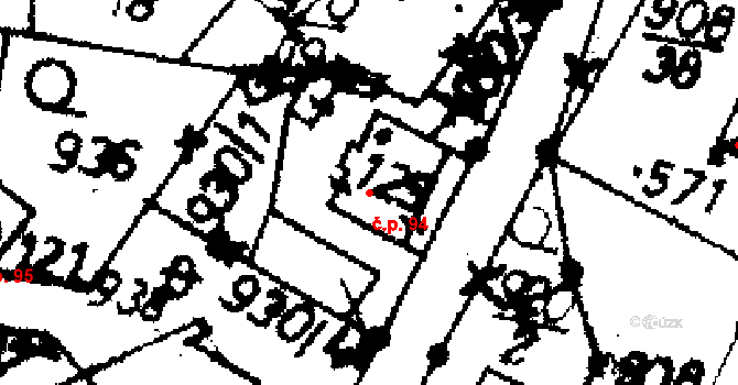 Radošov 94, Kyselka na parcele st. 129 v KÚ Radošov u Kyselky, Katastrální mapa