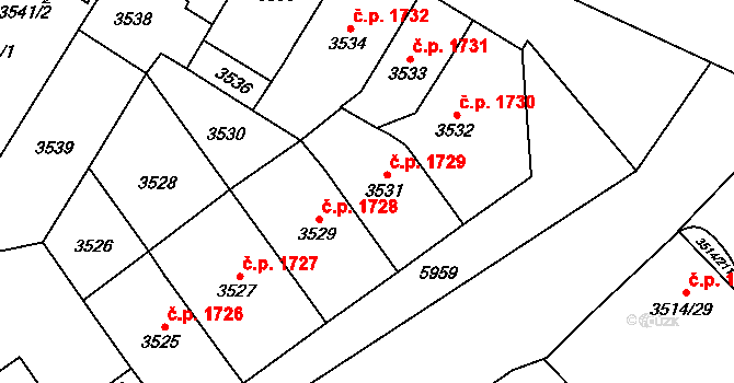 Jihlava 1729 na parcele st. 3531 v KÚ Jihlava, Katastrální mapa