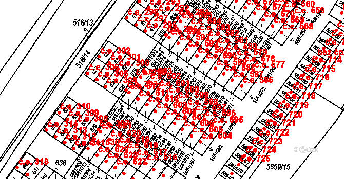 Jihlava 600 na parcele st. 5661/277 v KÚ Jihlava, Katastrální mapa