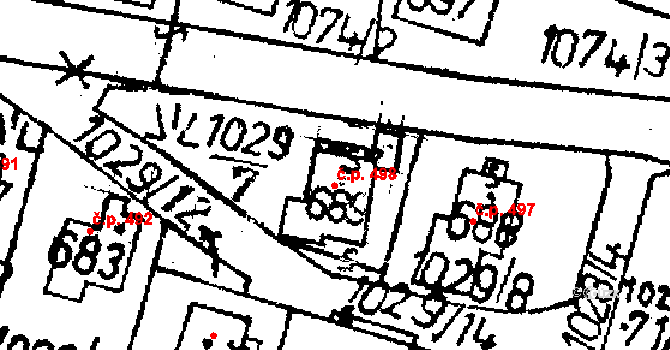 Jablonné v Podještědí 498 na parcele st. 689 v KÚ Jablonné v Podještědí, Katastrální mapa