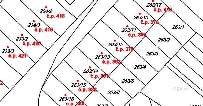 Čejč 392 na parcele st. 263/13 v KÚ Čejč, Katastrální mapa