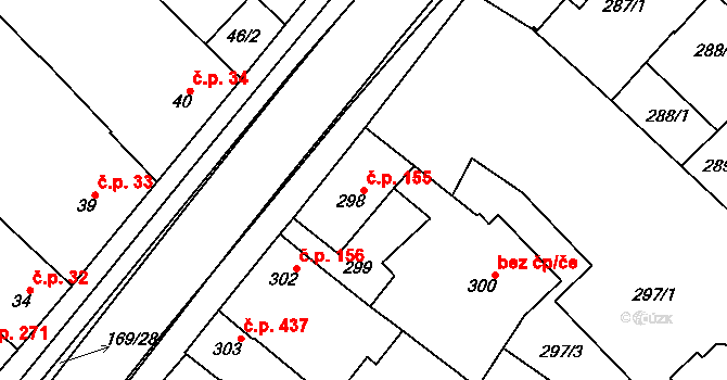 Vnorovy 155 na parcele st. 298 v KÚ Vnorovy, Katastrální mapa