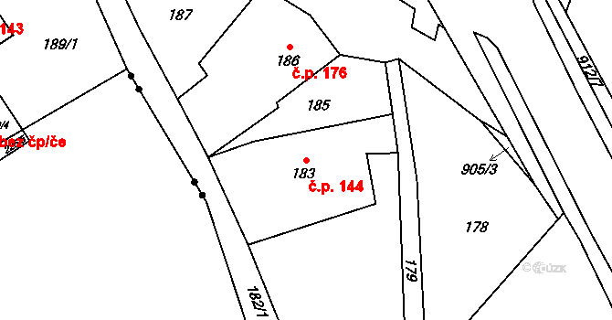 Janovice 144, Rýmařov na parcele st. 183 v KÚ Janušov, Katastrální mapa