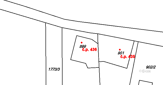 Hrádek nad Nisou 436 na parcele st. 899 v KÚ Hrádek nad Nisou, Katastrální mapa