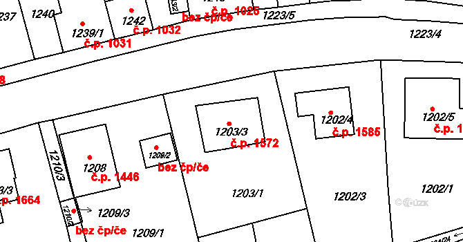 Tachov 1572 na parcele st. 1203/3 v KÚ Tachov, Katastrální mapa