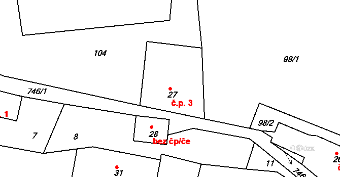 Rviště 3, Orlické Podhůří na parcele st. 27 v KÚ Rviště, Katastrální mapa
