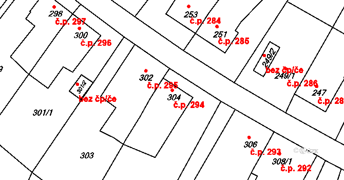 Miřetice u Klášterce nad Ohří 294, Klášterec nad Ohří na parcele st. 304 v KÚ Miřetice u Klášterce nad Ohří, Katastrální mapa