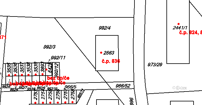 Chrudim IV 836, Chrudim na parcele st. 2563 v KÚ Chrudim, Katastrální mapa