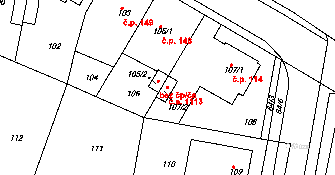 Řetenice 1113, Teplice na parcele st. 107/2 v KÚ Teplice-Řetenice, Katastrální mapa