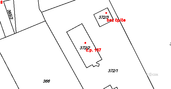 Zelinkovice 167, Frýdek-Místek na parcele st. 372/2 v KÚ Lysůvky, Katastrální mapa