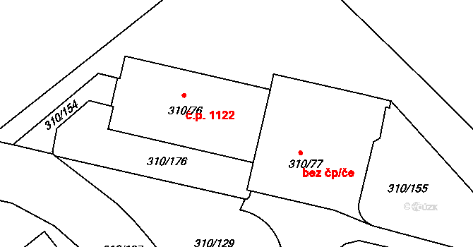Michle 1122, Praha na parcele st. 310/76 v KÚ Michle, Katastrální mapa