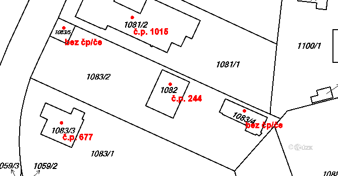 Libuš 244, Praha na parcele st. 1082 v KÚ Libuš, Katastrální mapa
