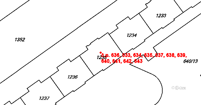 Prosek 633,634,635,636,637,, Praha na parcele st. 1232 v KÚ Prosek, Katastrální mapa