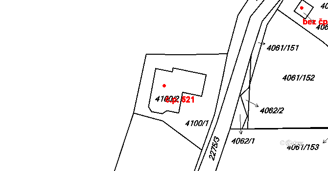 Příbram III 521, Příbram na parcele st. 4100/2 v KÚ Příbram, Katastrální mapa