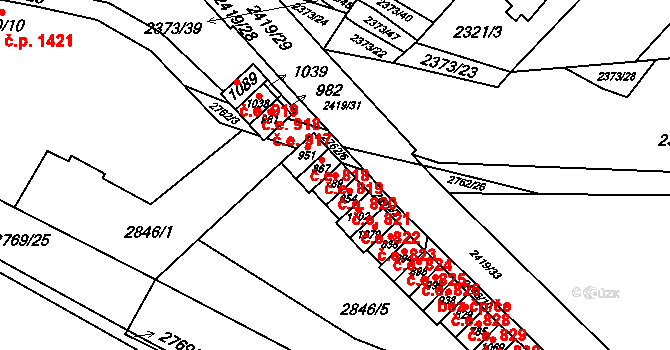 Ivančice 820 na parcele st. 789 v KÚ Kounické Předměstí, Katastrální mapa
